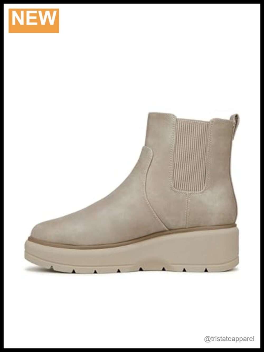Faux Leather Chelsea Boots, Slip On Wedge Platform Lug Sole, Ankle Bootie